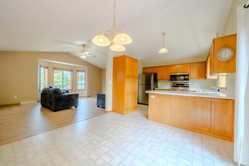 Open dining to kitchen to living room