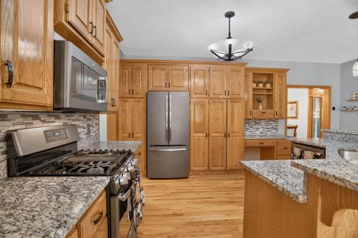 Gas stove and upgraded lighting.
