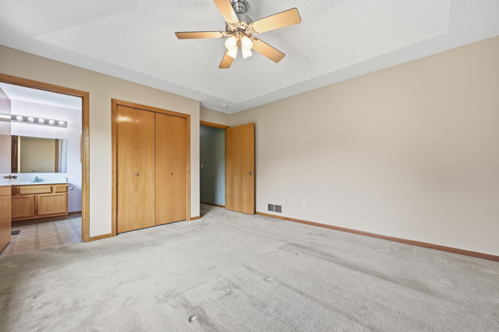Another view of Primary w/ closet and private 3/4 Bath