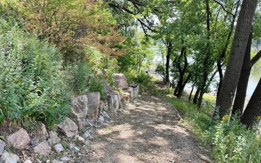 Working with a landscape engineer, they created a switchback trail to the river, complete with rose quartz boulders