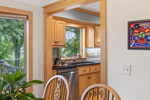 The kitchen is conveniently right off the dining room