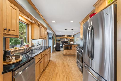 It is open from the dining room and kitchen all the way to the family room