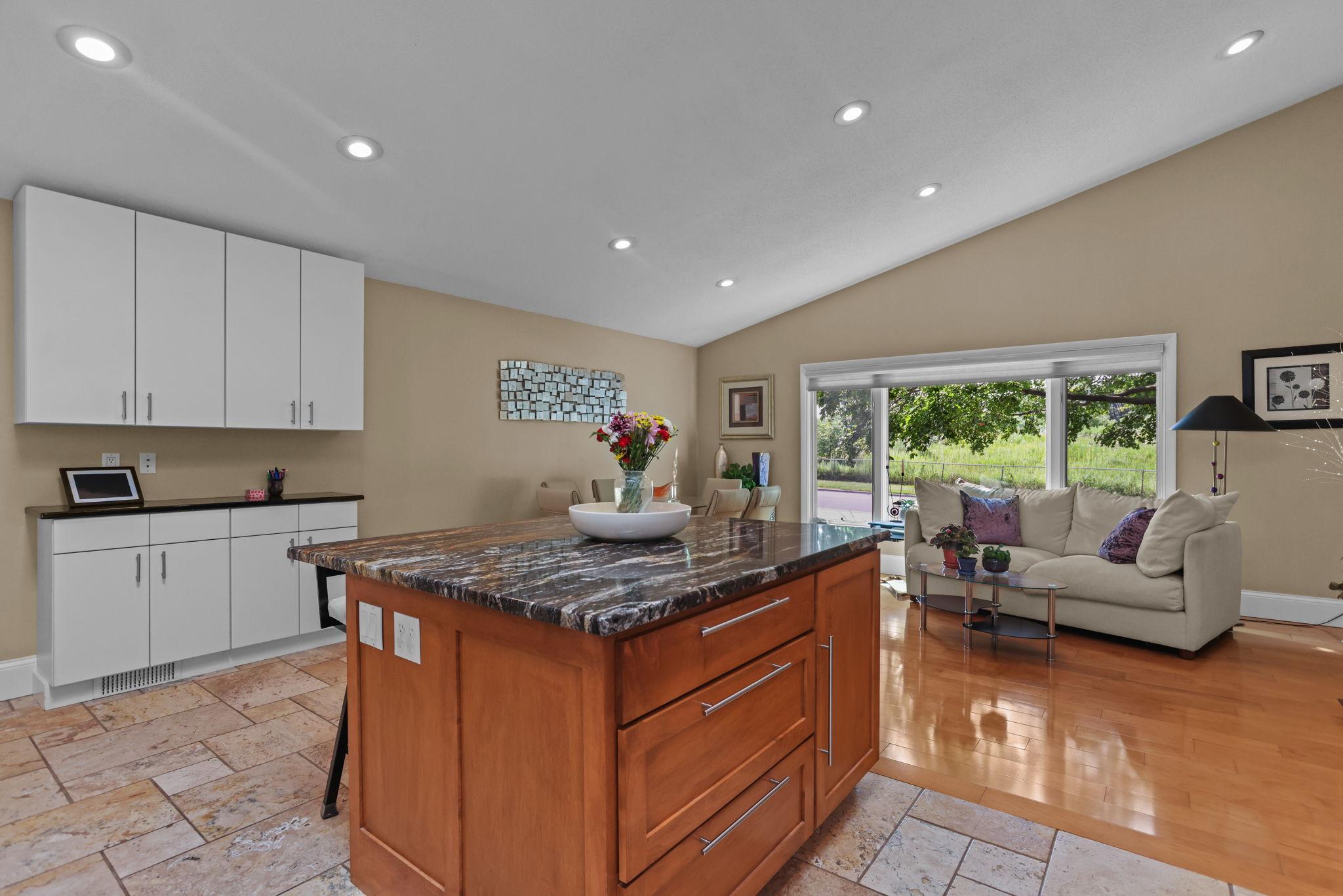 Custom center island with granite top