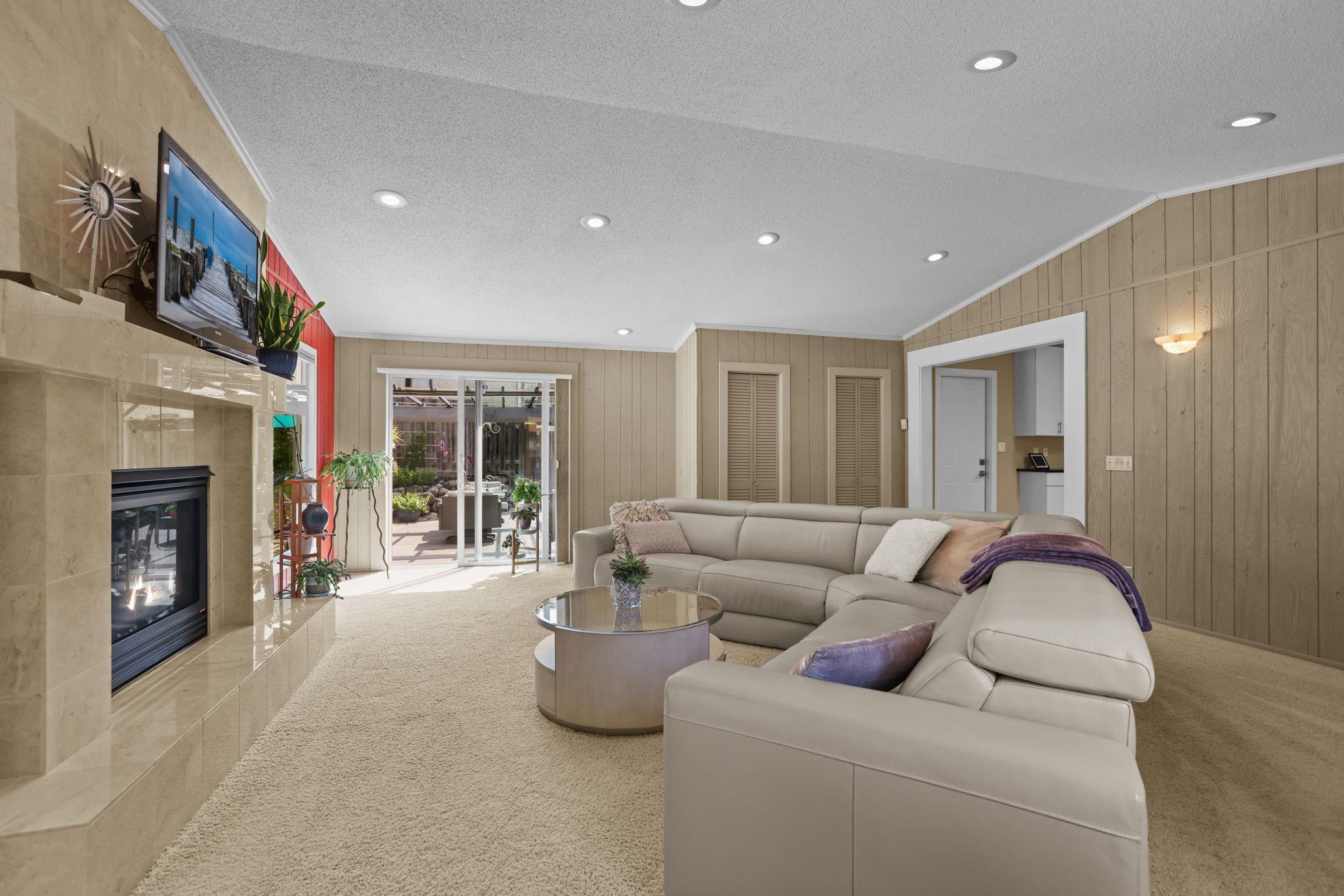 Family room view towards patio and pool