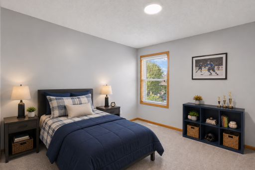 Virtually staged additional upper level bedroom with natural light.