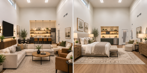 Need more living space? No problem! Reimagine this versatile sport court as an in-law suiteâor create the ultimate speakeasy for entertaining friends! **Virtually staged for ideas**