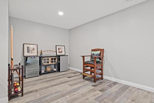 Lower level rec space could also be used as an office, playroom or crafting area.