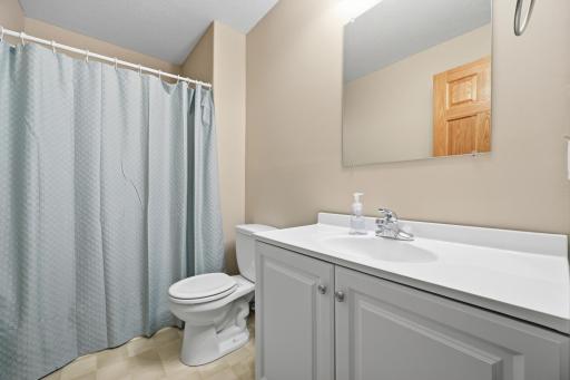 Lower level bathroom with updated vanity