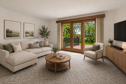 This virtually staged area off of the kitchen gives an idea of how to decorate this room showing the potential it has.