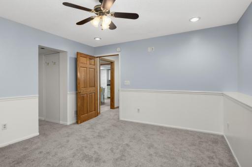 The basement bedroom features a large walk in closet.