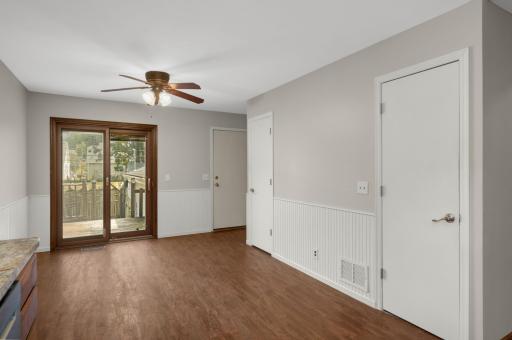 The kitchen features a generous sized dining area.
