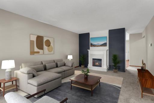 Spacious living room! This photo has been virtually staged.
