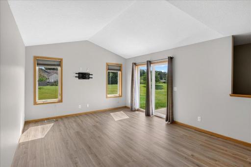 Lots of natural light! vaulted ceilings, patio to back yard