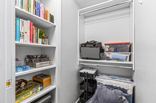Additional walk-in guest room closet provides organized shelving, hanging space, and valuable in-unit storage.
