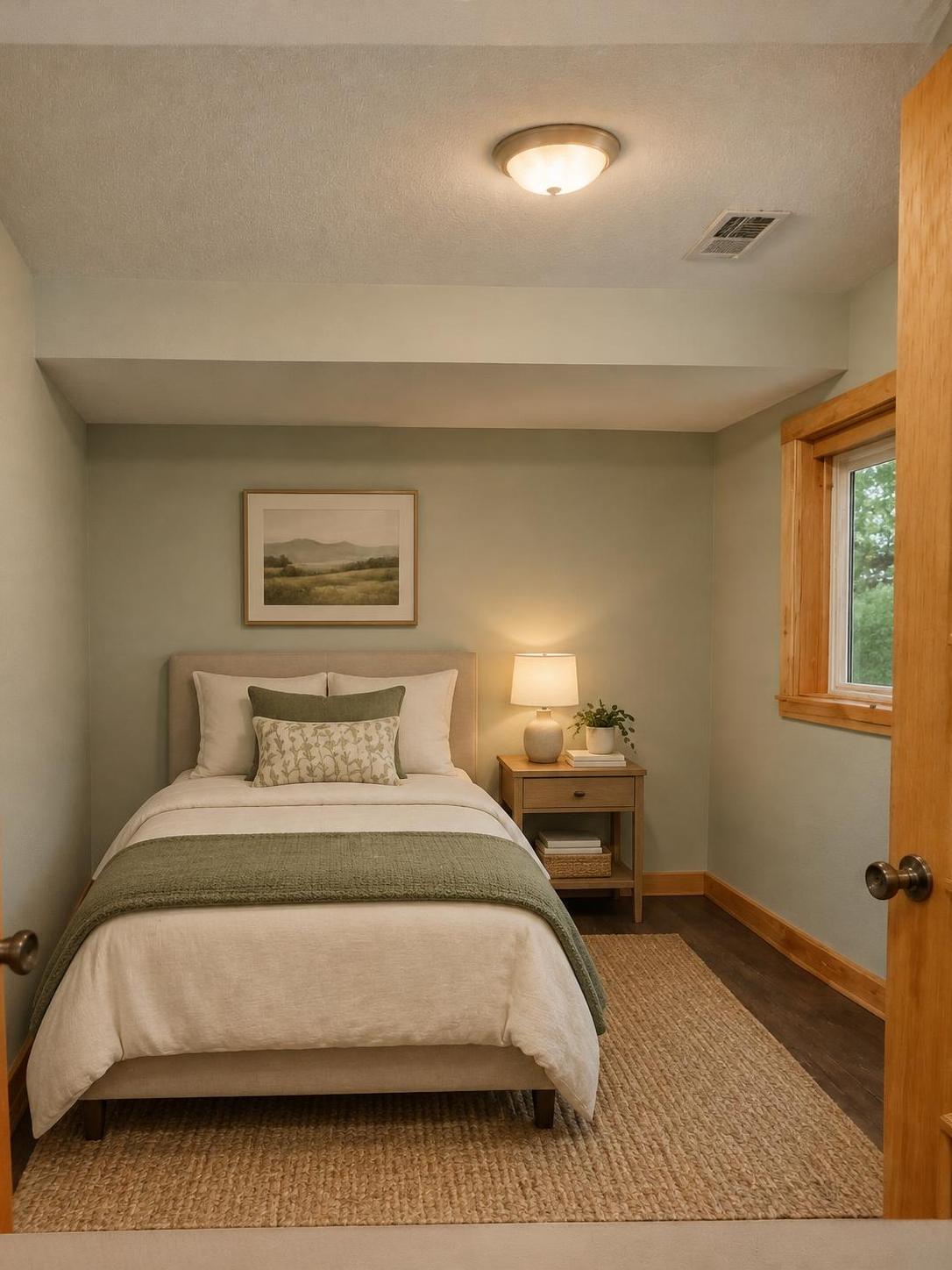 Lower level bedroom den/ bedroom with furnishings.