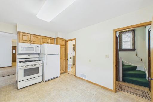 Kitchen offers generous eat-in space.