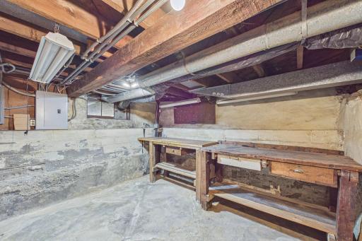 This is an amazing workshop space in the lower level.