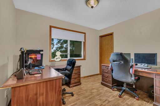 Bedroom being used as office 2 full size desks fit