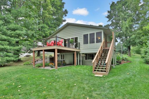 Lake side of house - great deck with covered patio on lower level