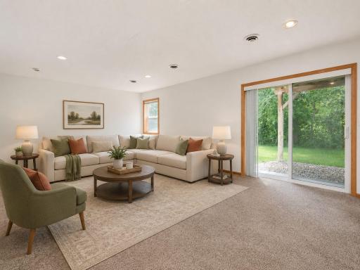 AI virtually staged with furniture added to help illustrate the roomâs scale, layout, and potential use of space.