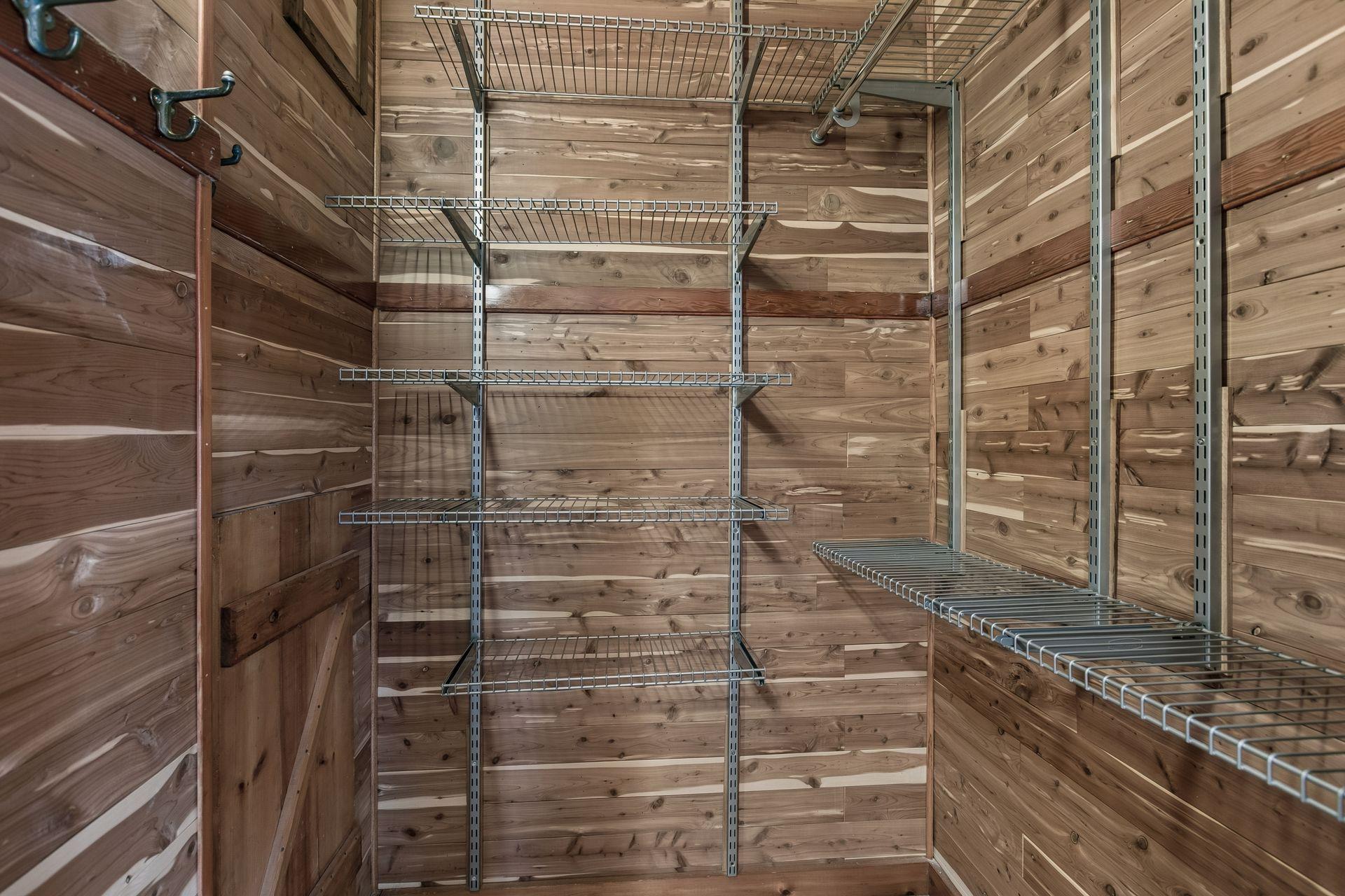 The second bedroom includes a large cedar closet.