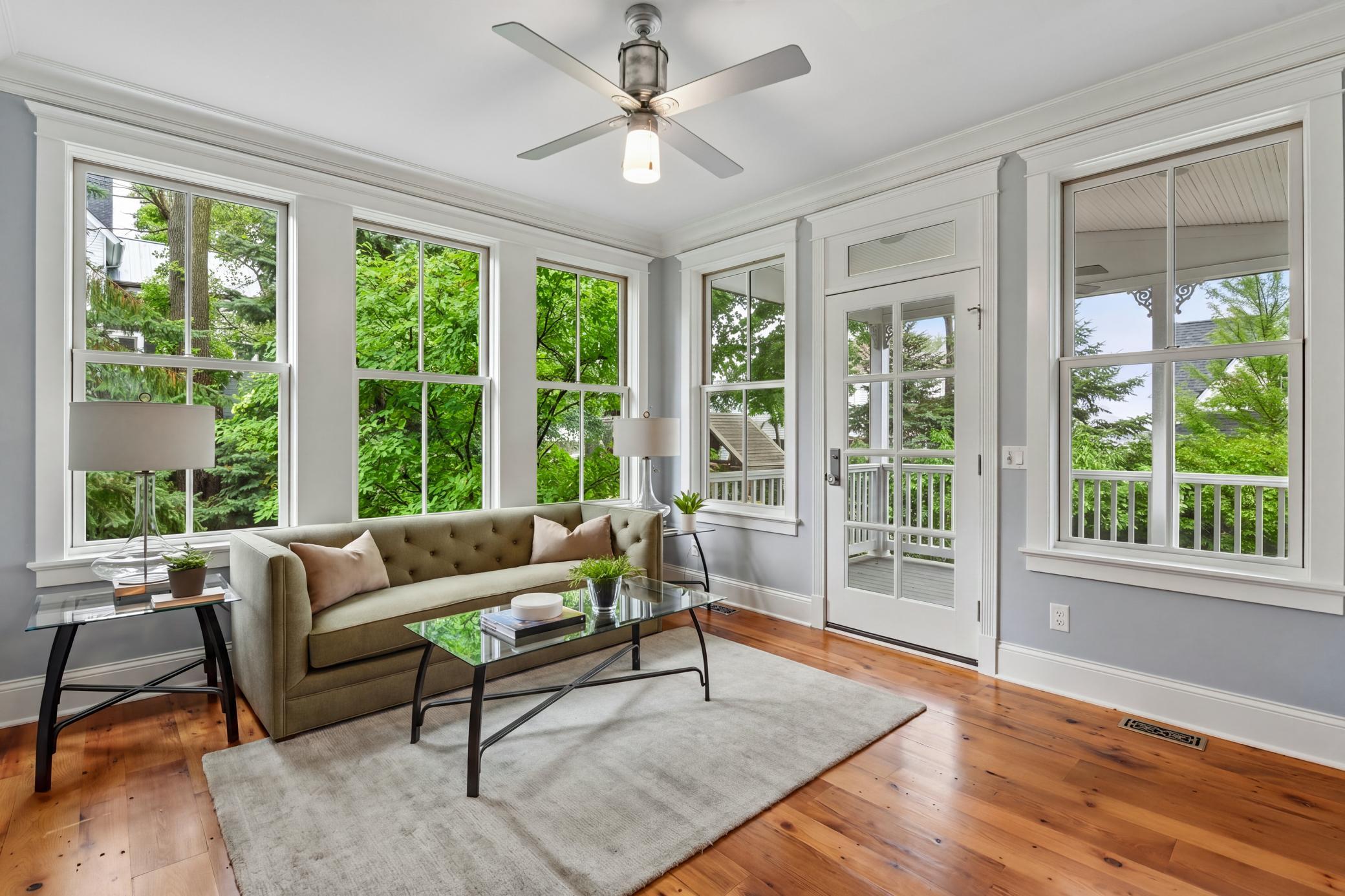 Sunroom with wall-to-wall windows