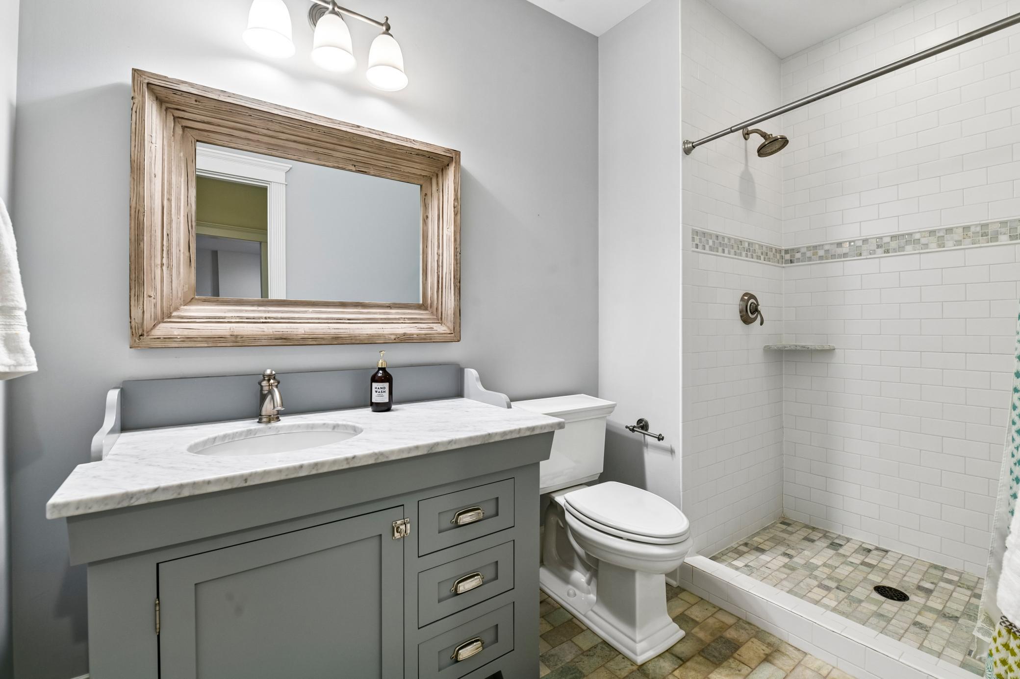 Full bathroom on lower level