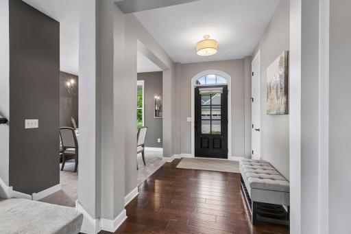 A split staircase adds a nice touch to this floor plan