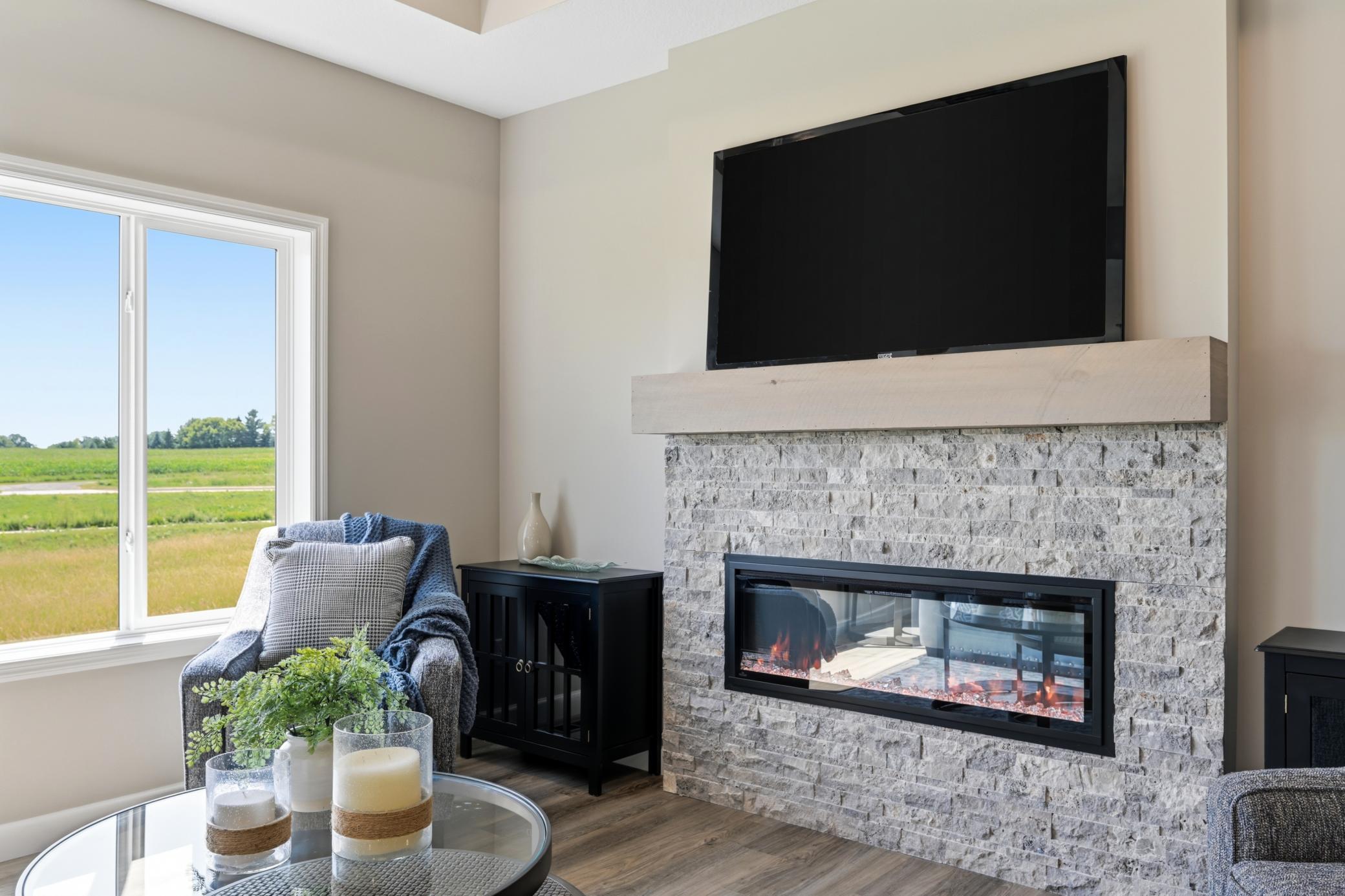 Cozy brick fireplace