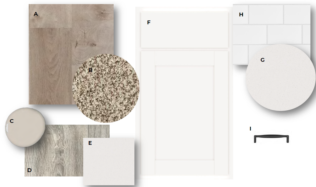 White cabinet package in this home with backsplash and black hardware throughout.