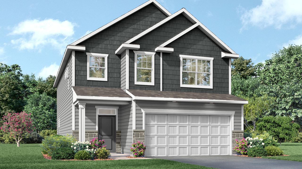 614 Goldenrod Trail will feature the desirable northern craftsman elevation with shakes and accent stone. *Picture is a market rendering; actual exterior color may vary.