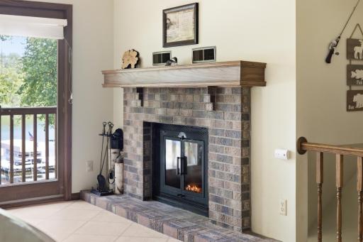 Brick fireplace