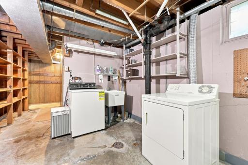 Large storage room with laundry and mechanicals