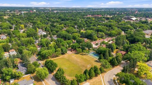 Aerial View- quick access to Alm Park, recreation path along the river and vibrant downtown Moorhead