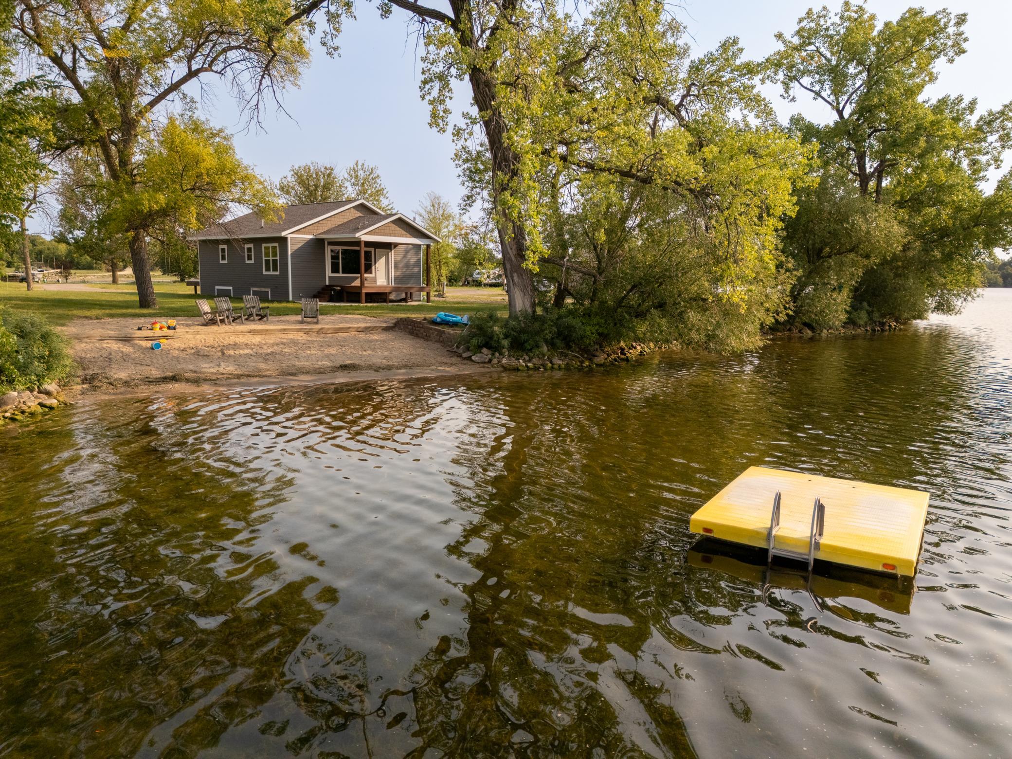 Swimming raft and association beach