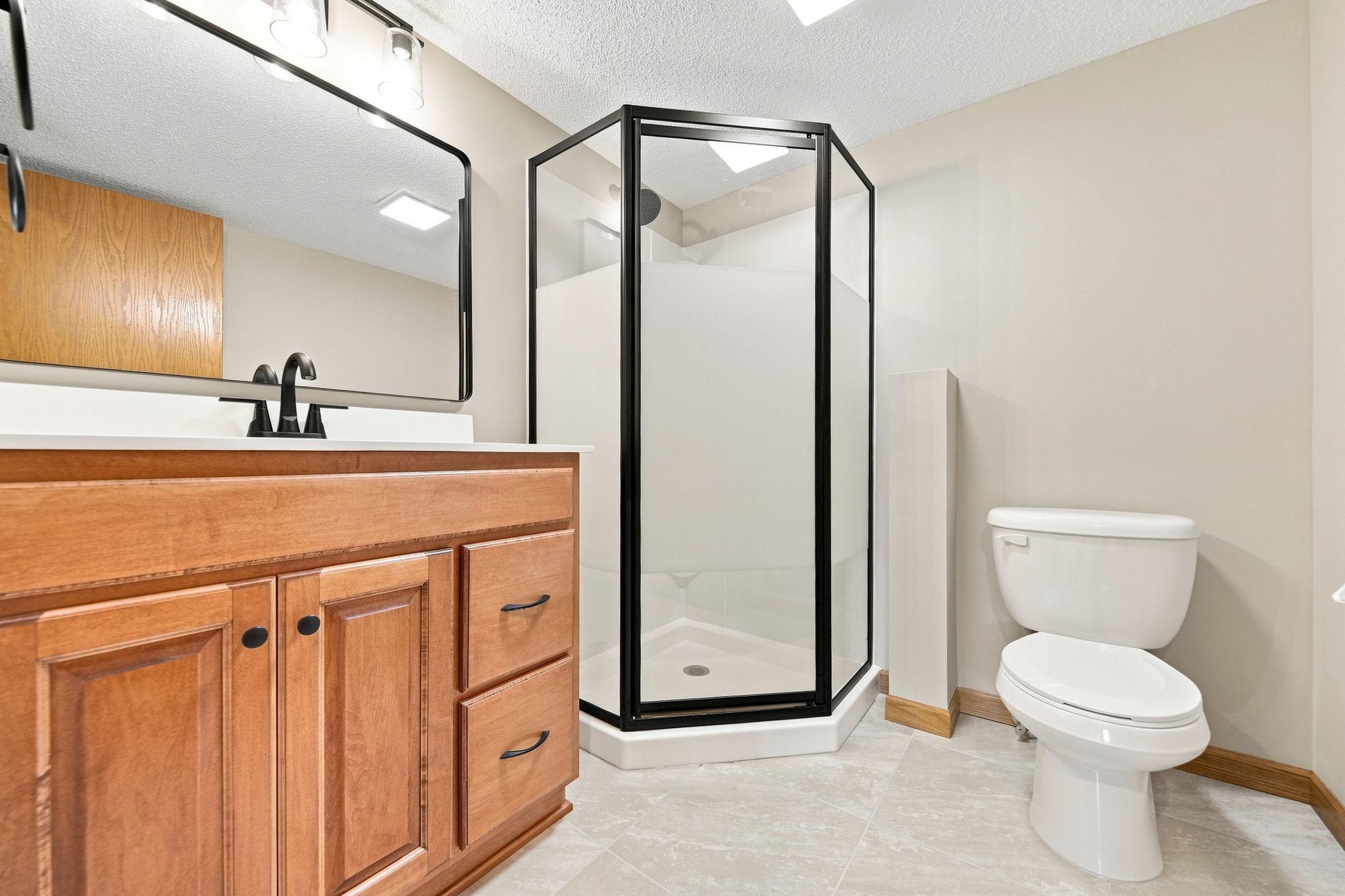 3/4 bathroom on the 3rd level has been fully remodeled.