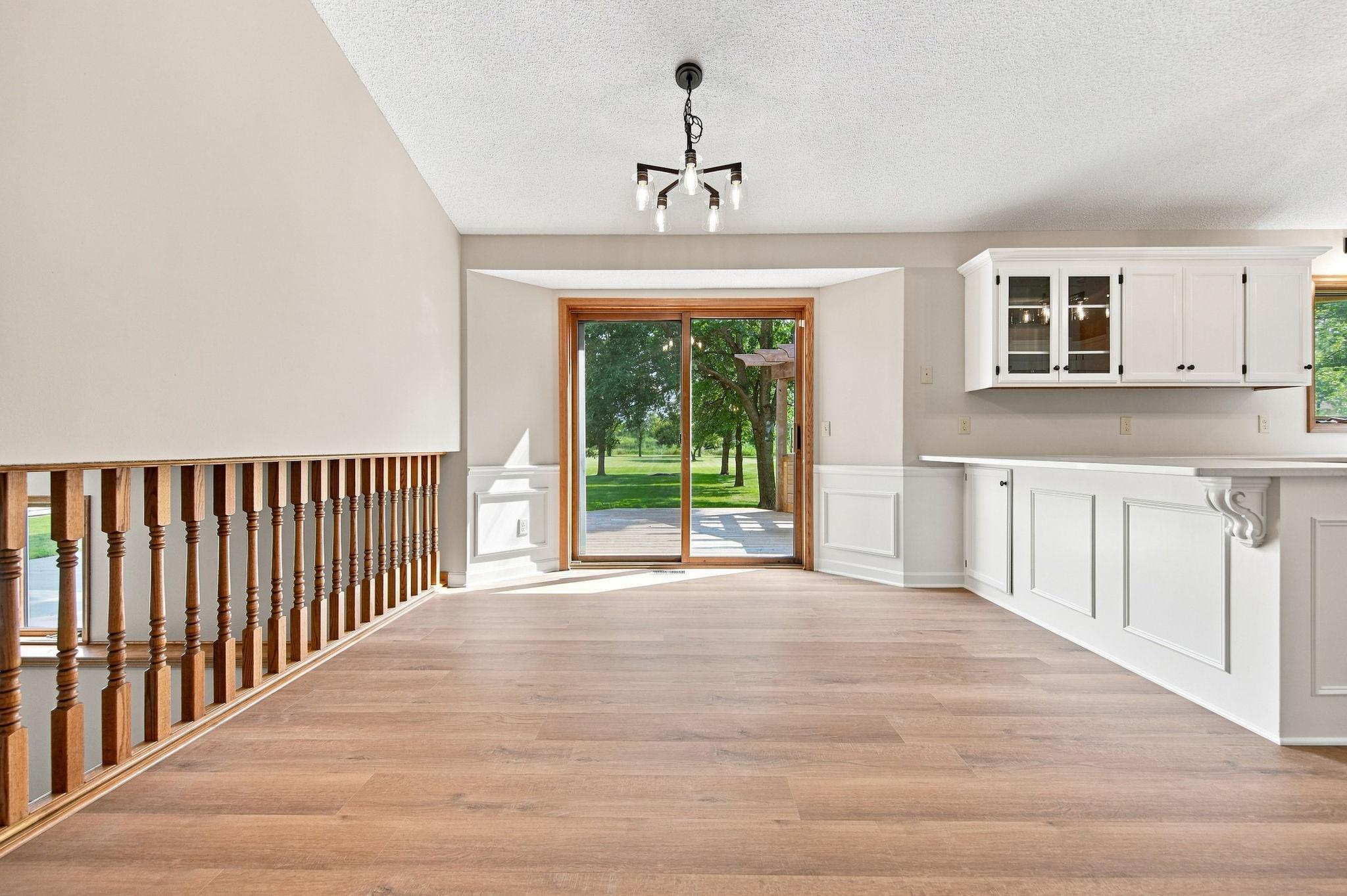 Dining room steps out to the deck.