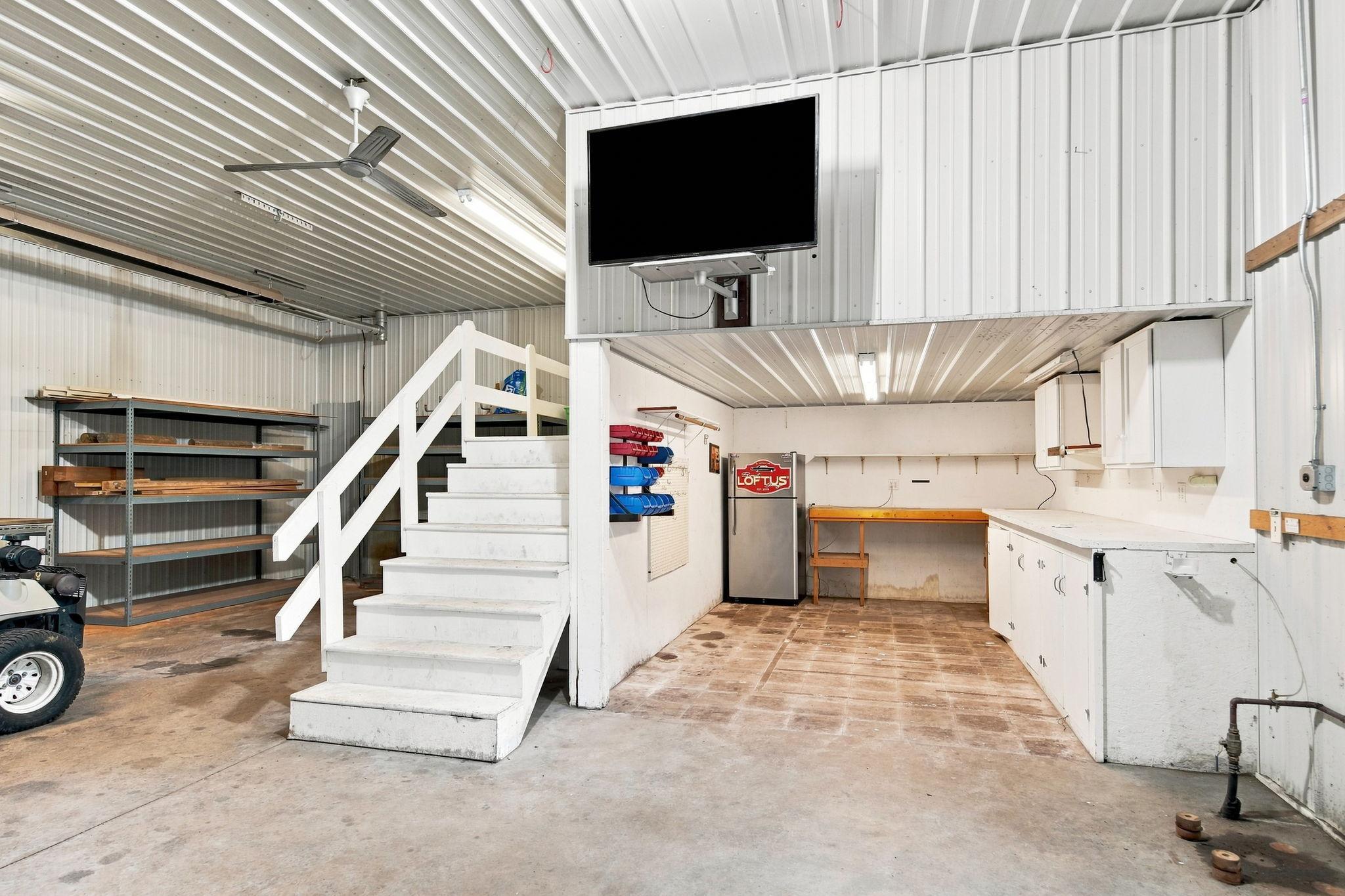Workshop area inside the detached garage.