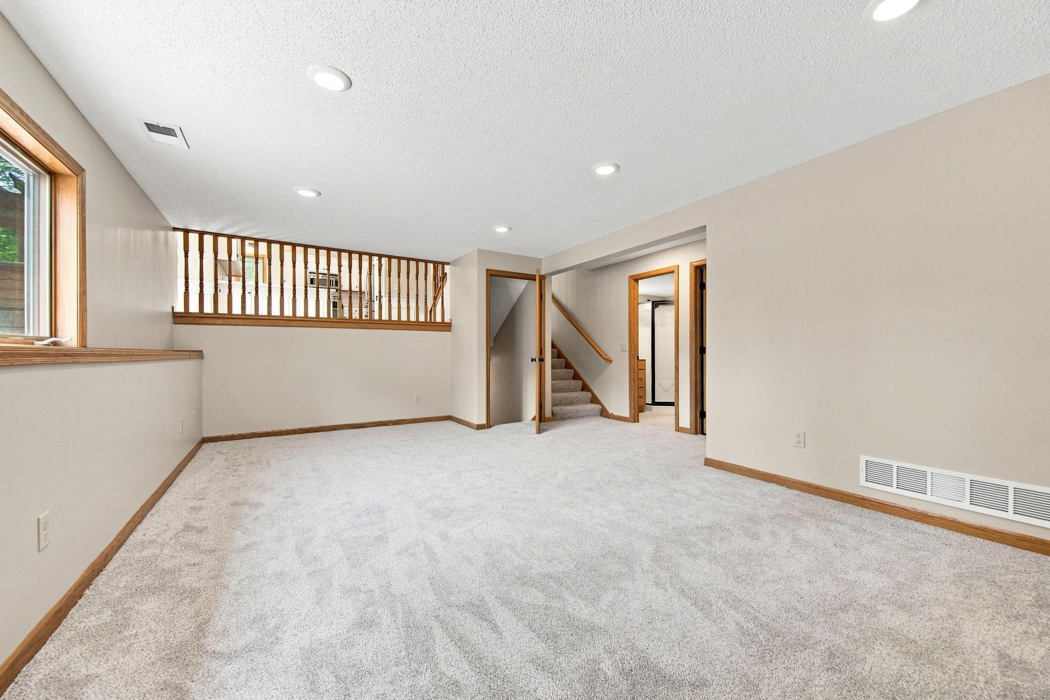 3rd level has a 3/4 bathroom and the laundry room.