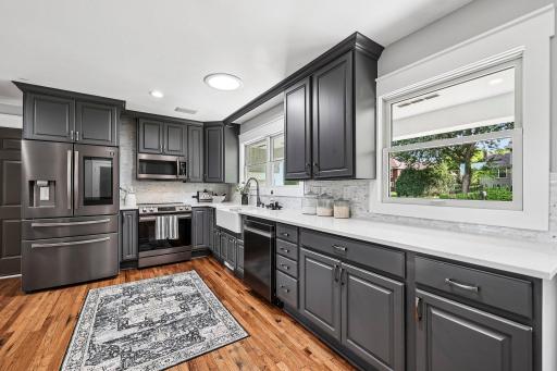 Updated kitchen with black stainless appliances