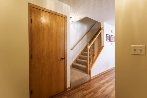 Upstairs, you'll find two bedrooms and a full bathroom