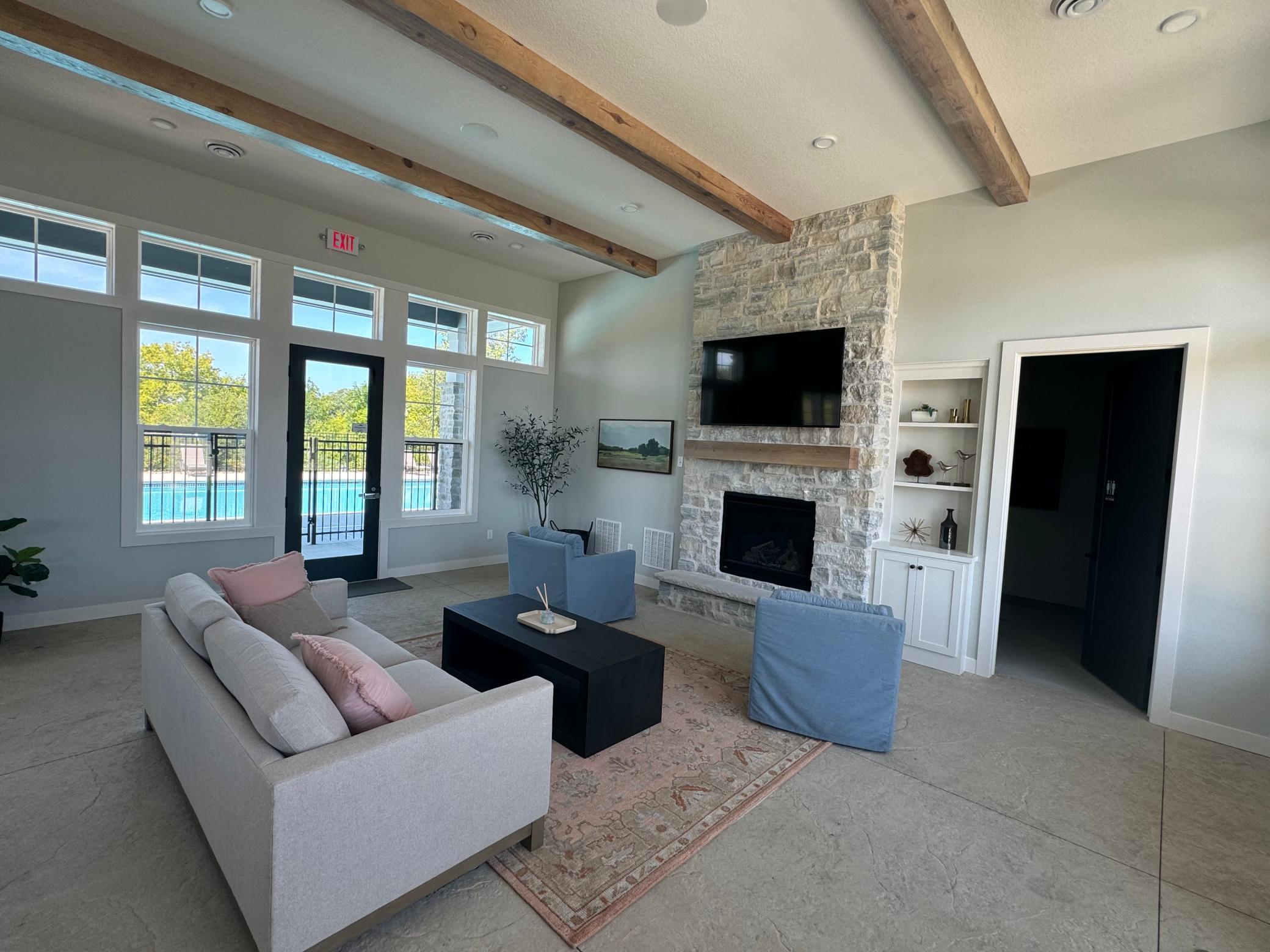 Community Clubhouse, heated pool, and community fire pit area!
