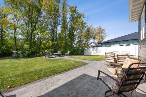 Large Backyard with Stamped Concrete Patio