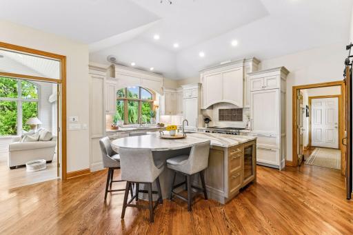 The massive kitchen island is a focal point of the home.