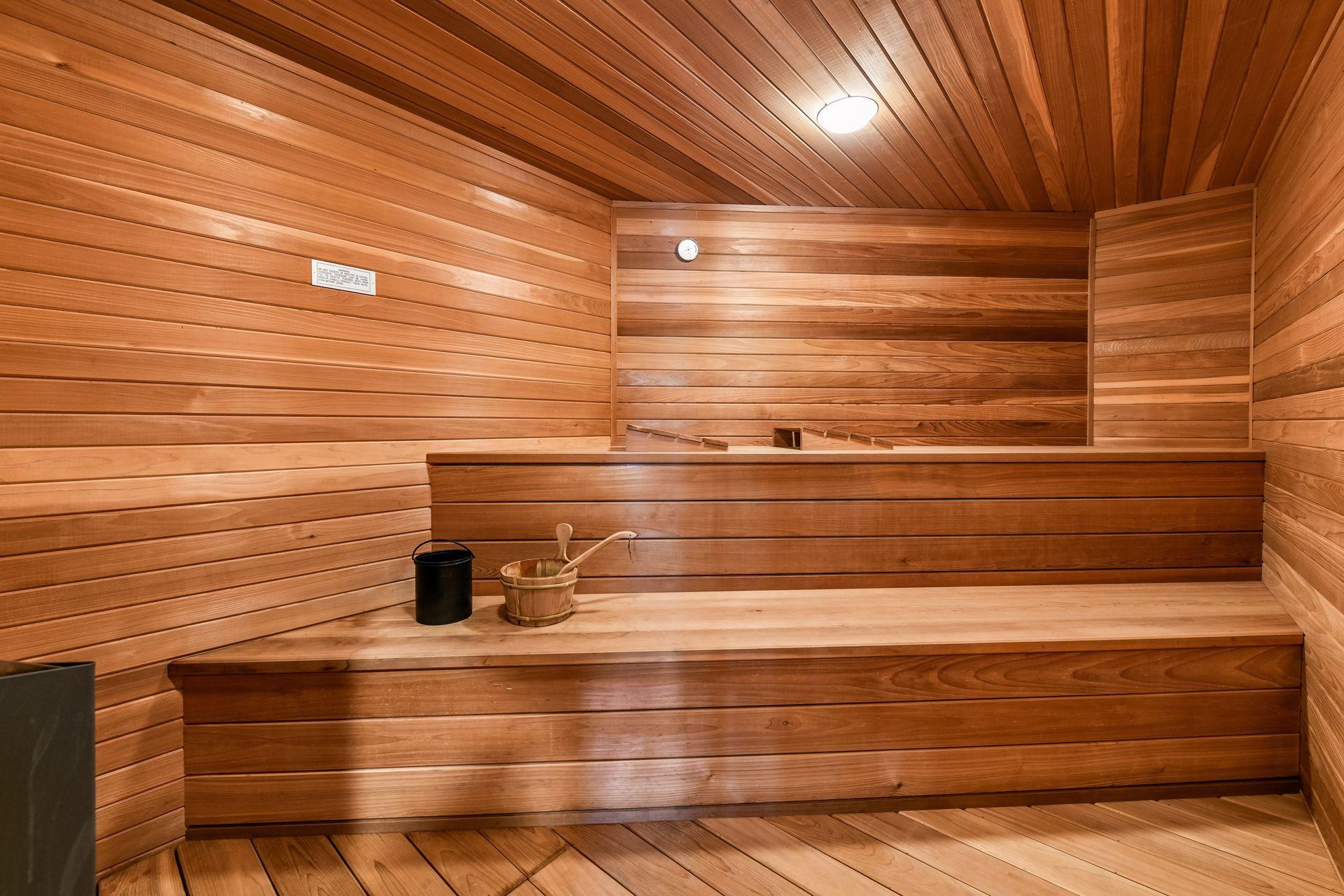 The sauna in the lower level.