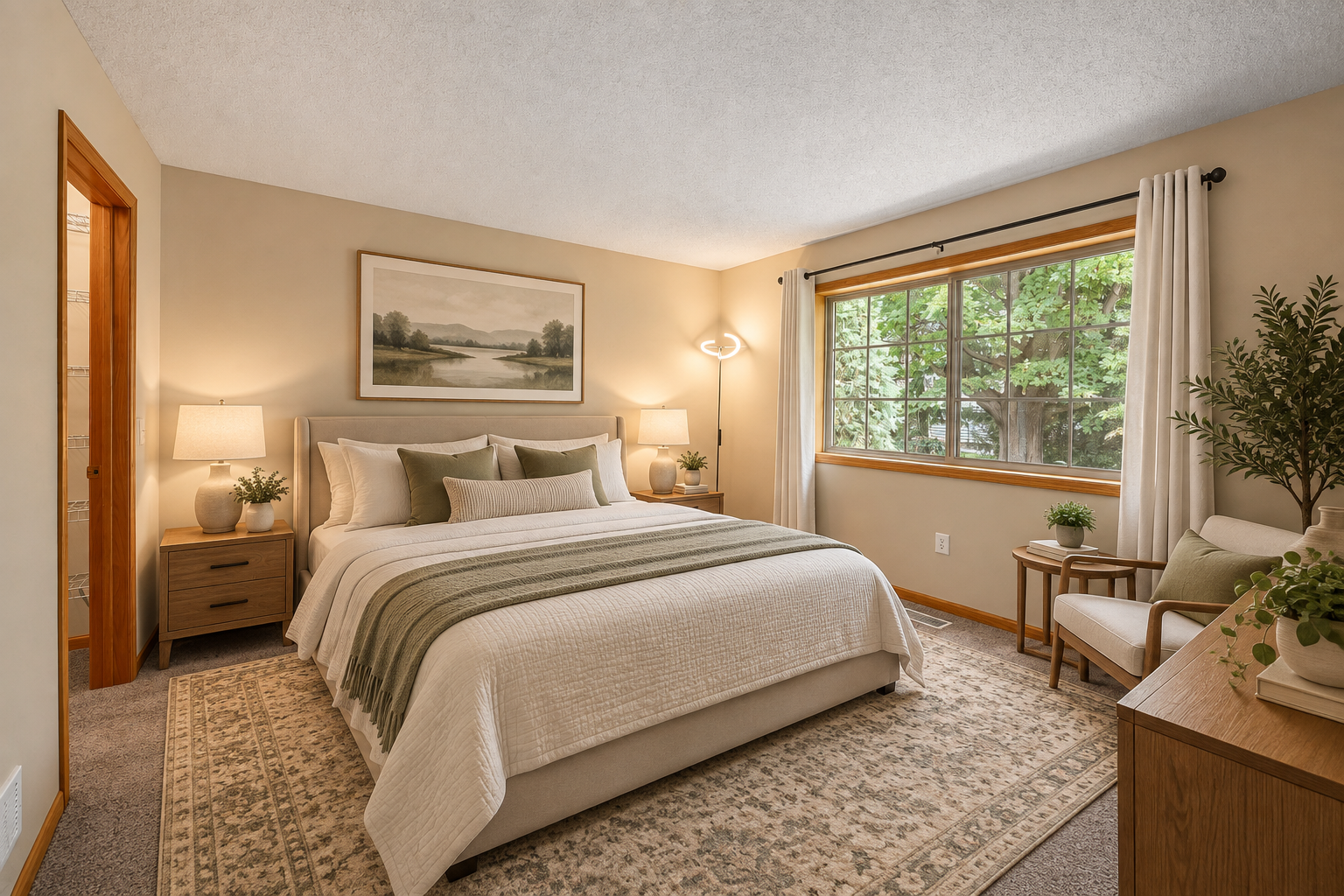 AI Enhanced - Cozy Neutral Bedroom Retreat