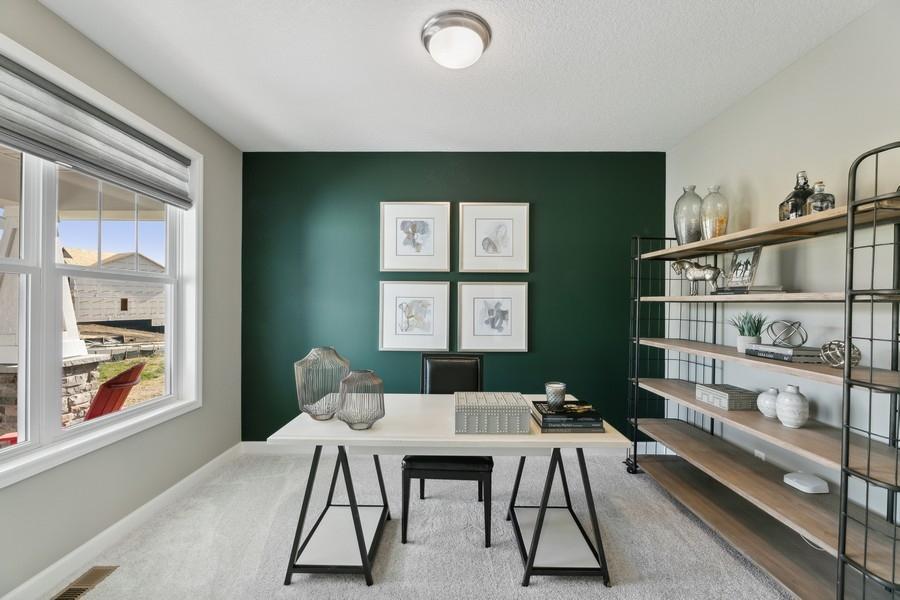 (Photo of decorated model, colors and features will vary) The main level study provides a perfect setting for those working from home, paying bills or completing a school project.