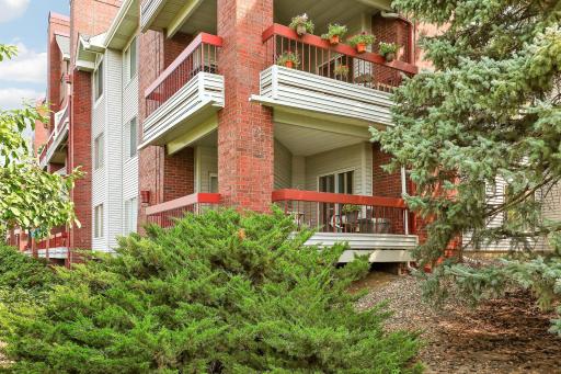 The condo is the bottom one in this picture. It is on the main floor, but it is above ground for additional safety.