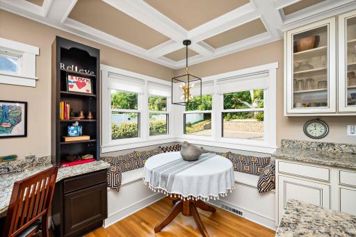 The kitchen dinette offers a great informal space for a meal, a snack, or even some games! (and there's storage space in the seats!)