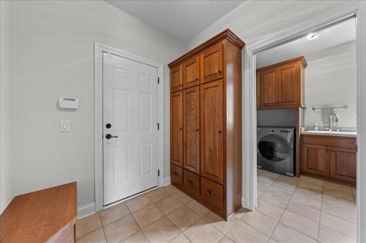 Mudroom with storage for all your family equipment.
